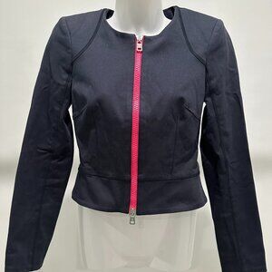 Alexander McQueen Blue Evening Jacket with Pink Zipper